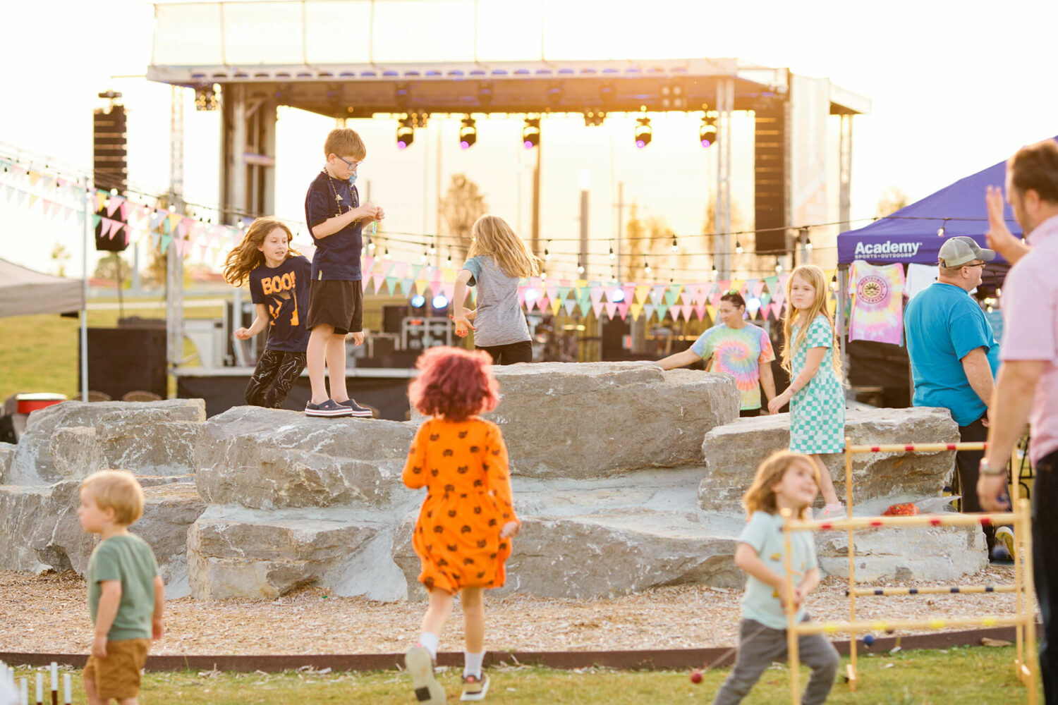 Fun for families at live music spring music event at Montgomery Whitewater Park in Montgomery, Alabama
